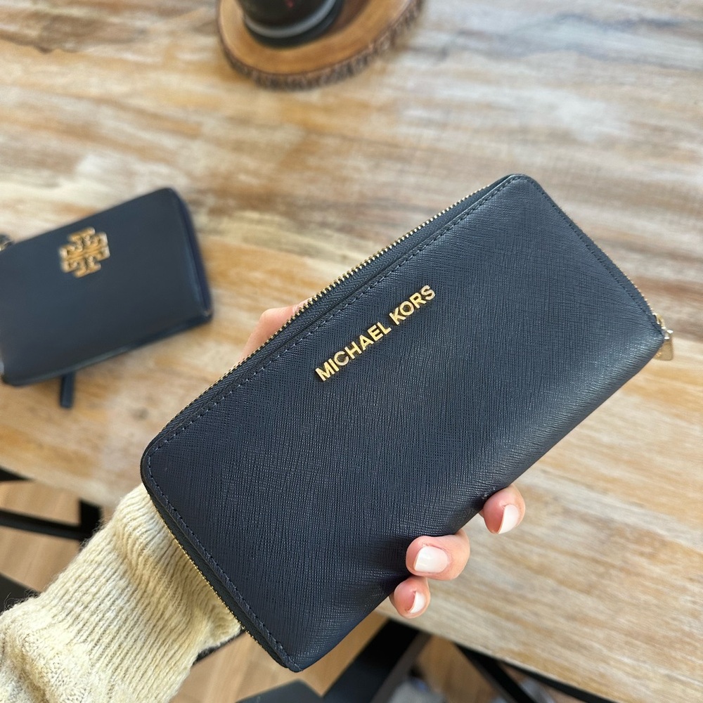 Michael Kors Navy Zip-Around Wallet